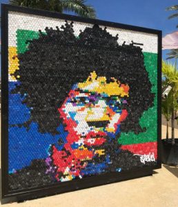 Art created with plastic bottles is showcased at the 2019 KAABOO event.