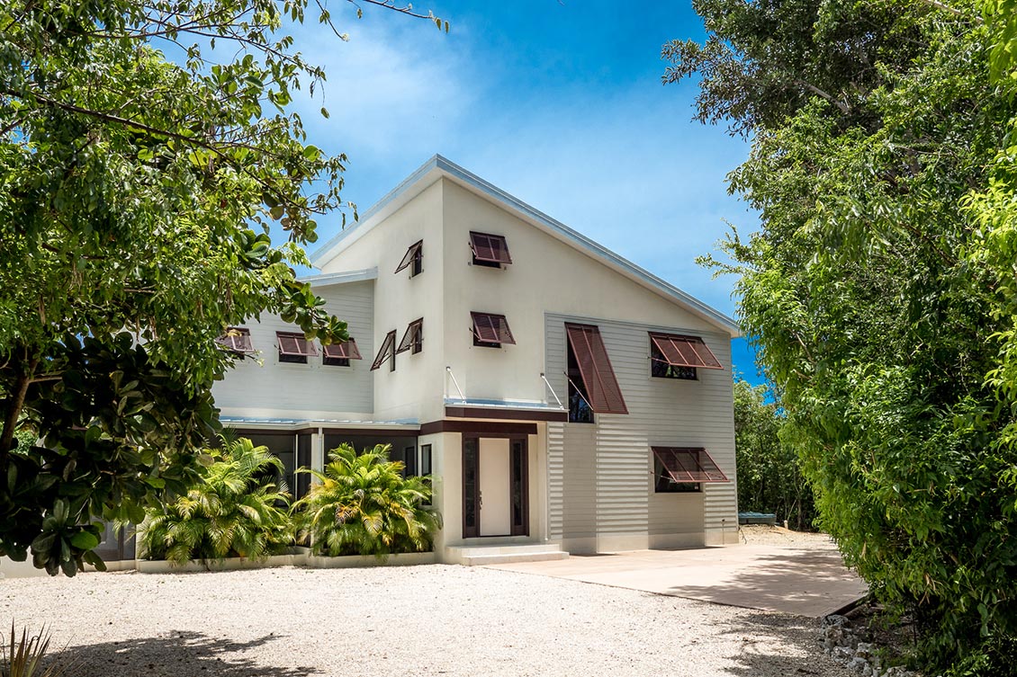 Front elevation of Arcosanti, exclusive listing in Beach Bay, Grand Cayman.