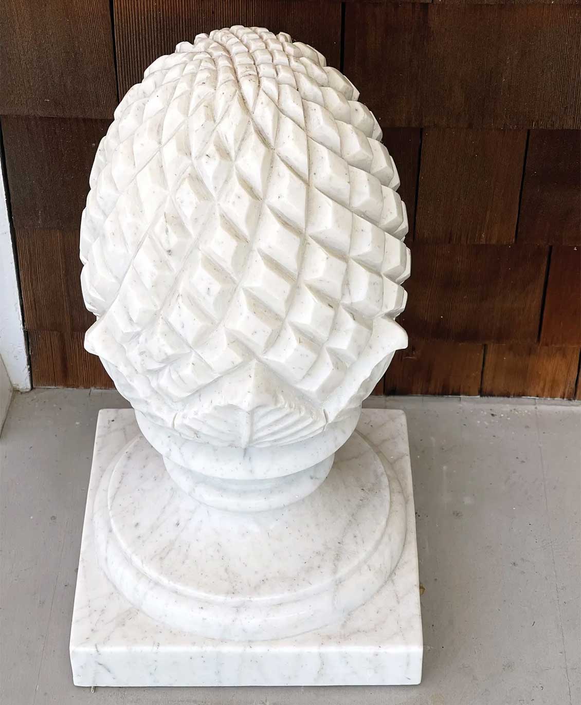 A marble pineapple that Brooke sourced from India.