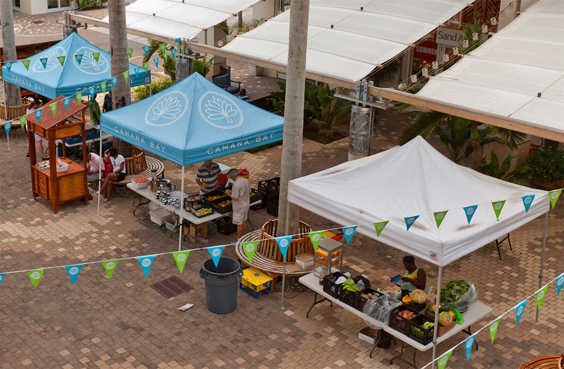 Market stalls selling local fayre at Caymana Bay, Grand Cayman.