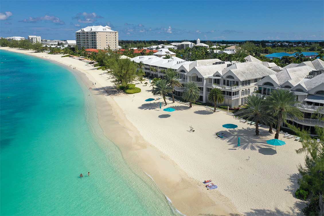 Aerial view of Seven Mile Beach , Grand Cayman