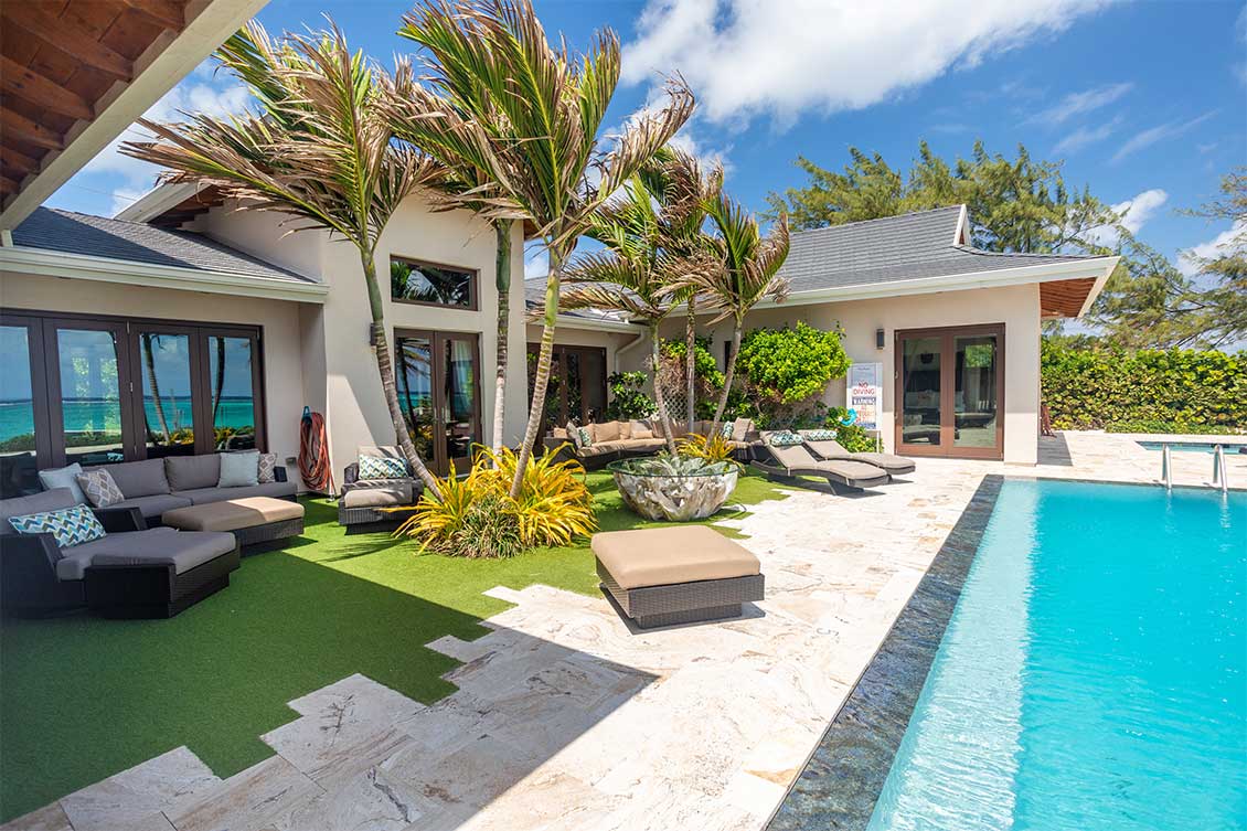 Rear elevation and pool of Stepping Stone located in Grand Cayman.