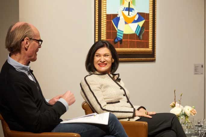 PALOMA PICASSO AND WILL GOMPERTZ AT SOTHEBY'S, FEBRUARY 2023 (TIM EVAN-COOK)