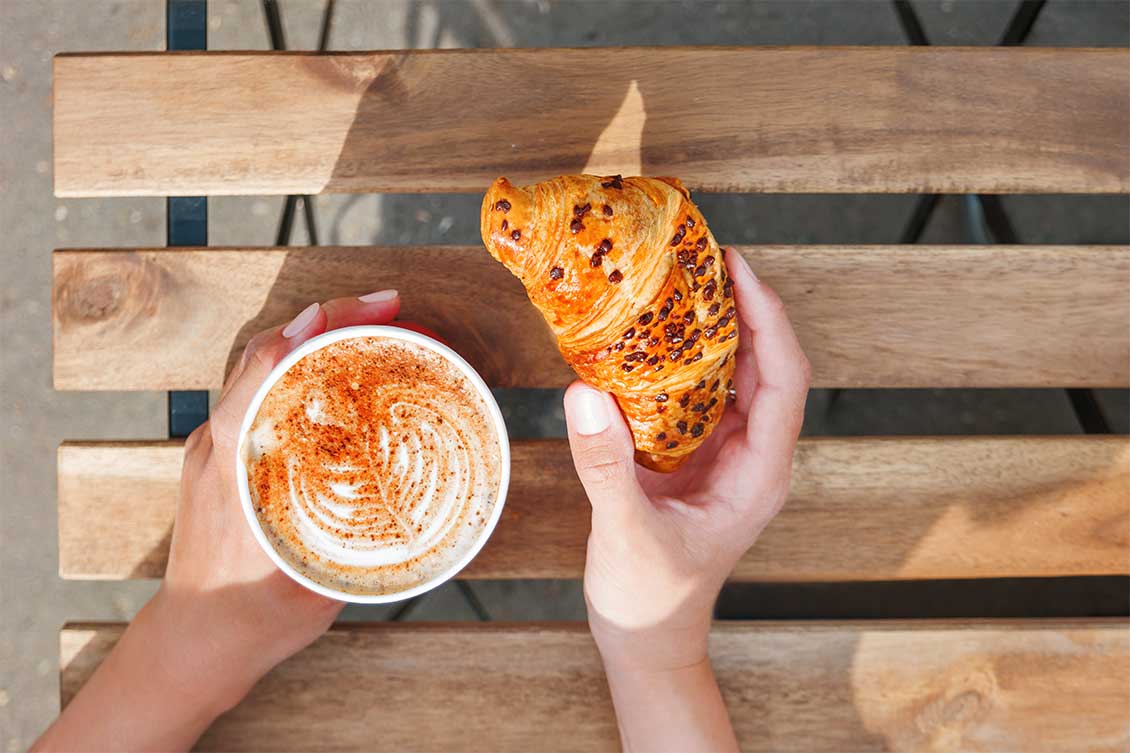 Coffee and chocolate croissant