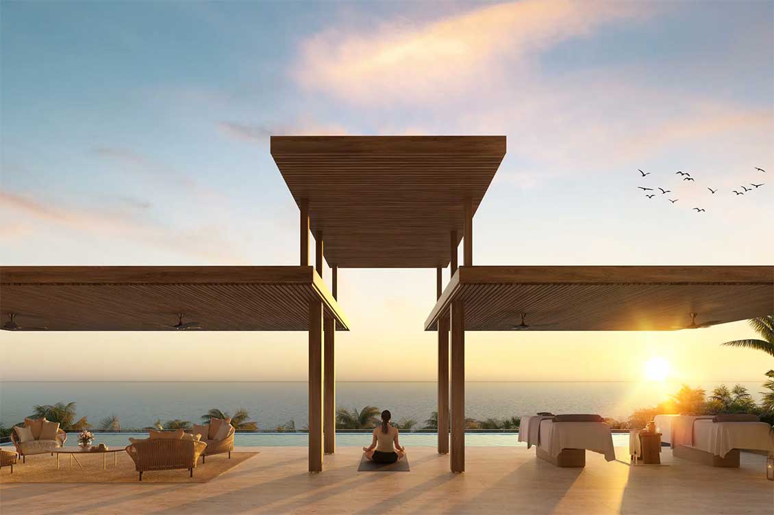 Yoga sessions at the Spa Pavilion at Mandarin Oriental Cayman Islands encourages a healthy lifestyle