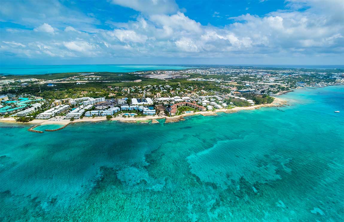 Aerial views of Seven Mile Beach, Cayman Islands