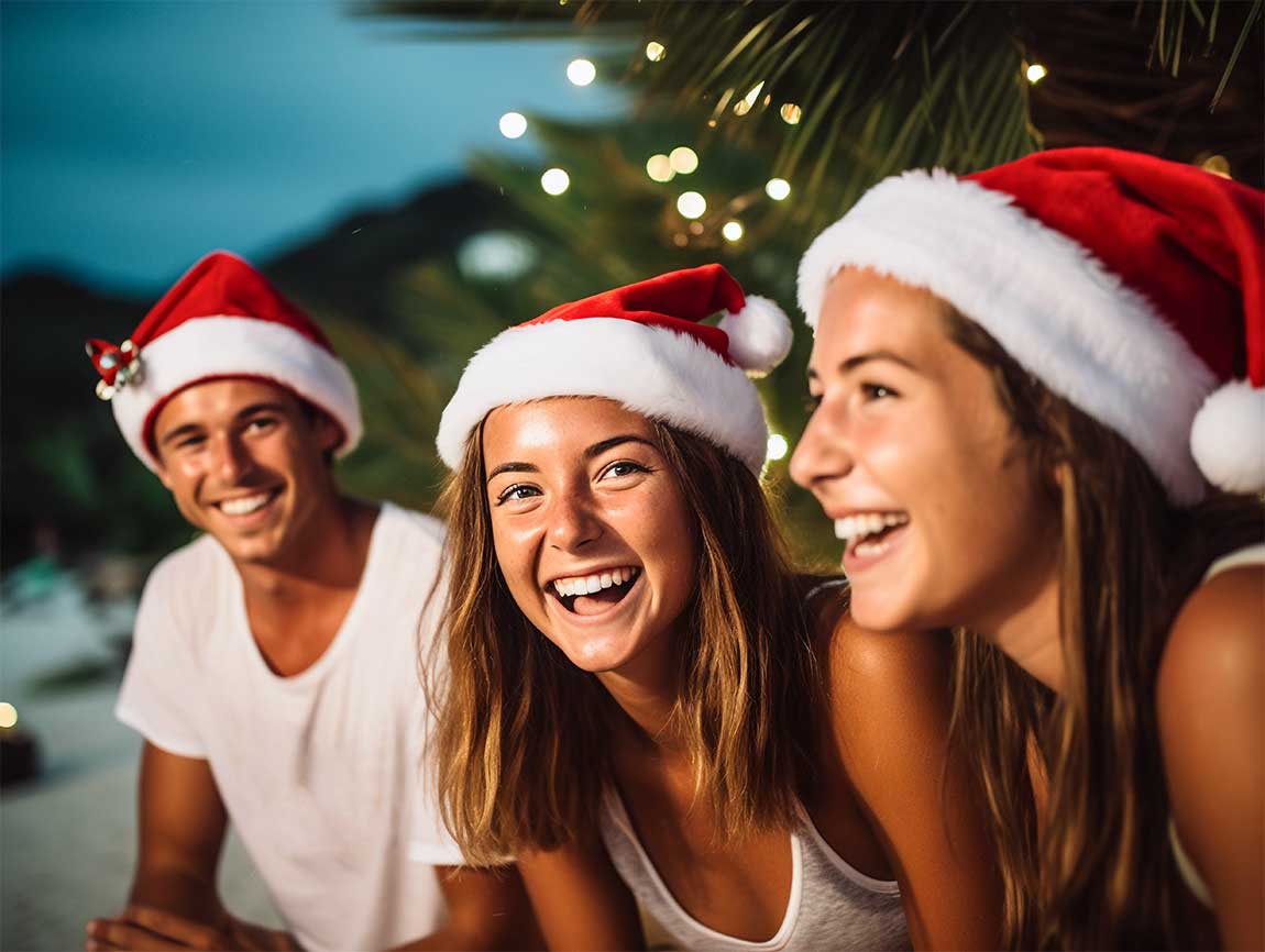 Christmas on the beach in the Caribbean