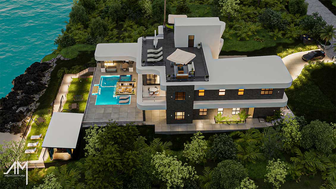 Renderings of private Caribbean retreat