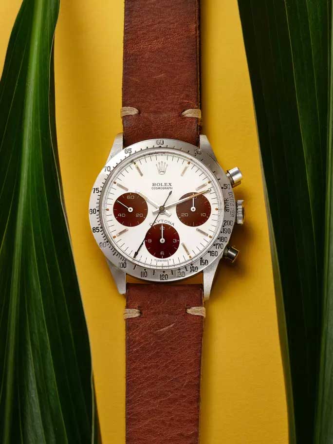 ROLEX COSMOGRAPH DAYTONA, REFERENCE 6239 | A STAINLESS STEEL CHRONOGRAPH WRISTWATCH WITH TROPICAL REGISTERS, CIRCA 1969 | ESTIMATE: 600,000 - 800,000 HKD