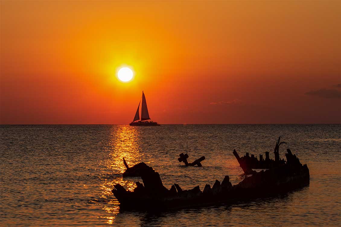 Breathtaking sunset in the Cayman Islands 