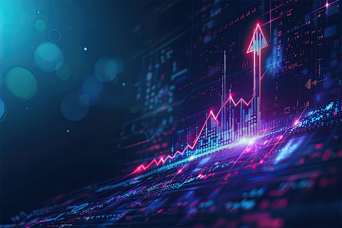 Chart abstract technology background. Big data and business growth currency stock and investment economy.