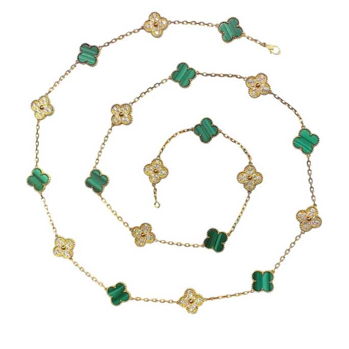 VAN CLEEF & APRELS ALHAMBRA VINTAGE 20 MOTIFS MALACHITE AND DIAMOND