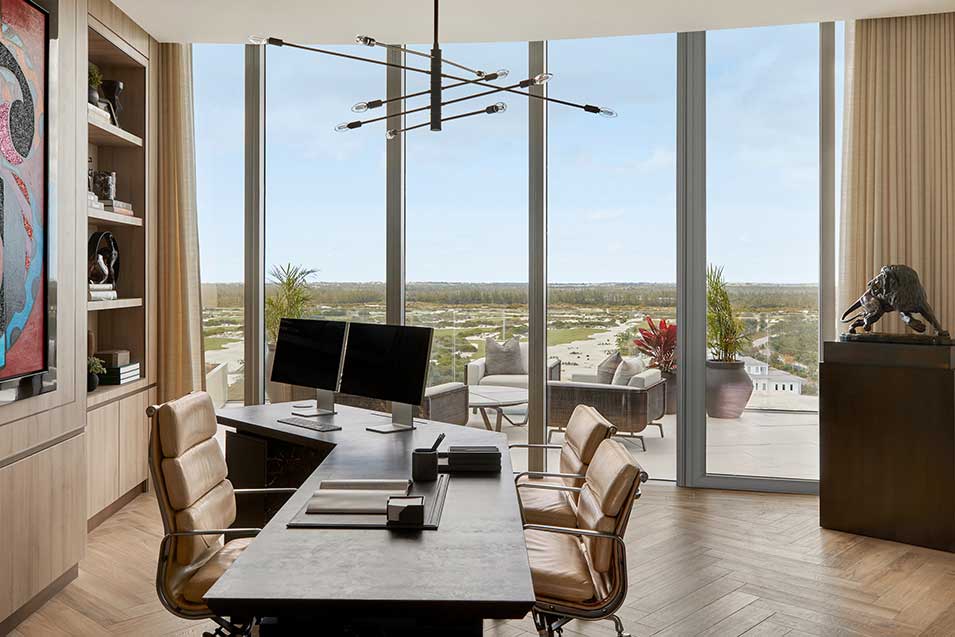 Laura Hammett’s bright and airy study for a Bahamas home. Photograph: Julian Abrams. laurahammett.com