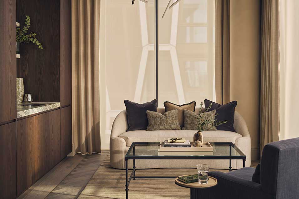 Soft seating in Elicyon’s study for a family home in Westminster, London. Photograph: Nick Rochowski
