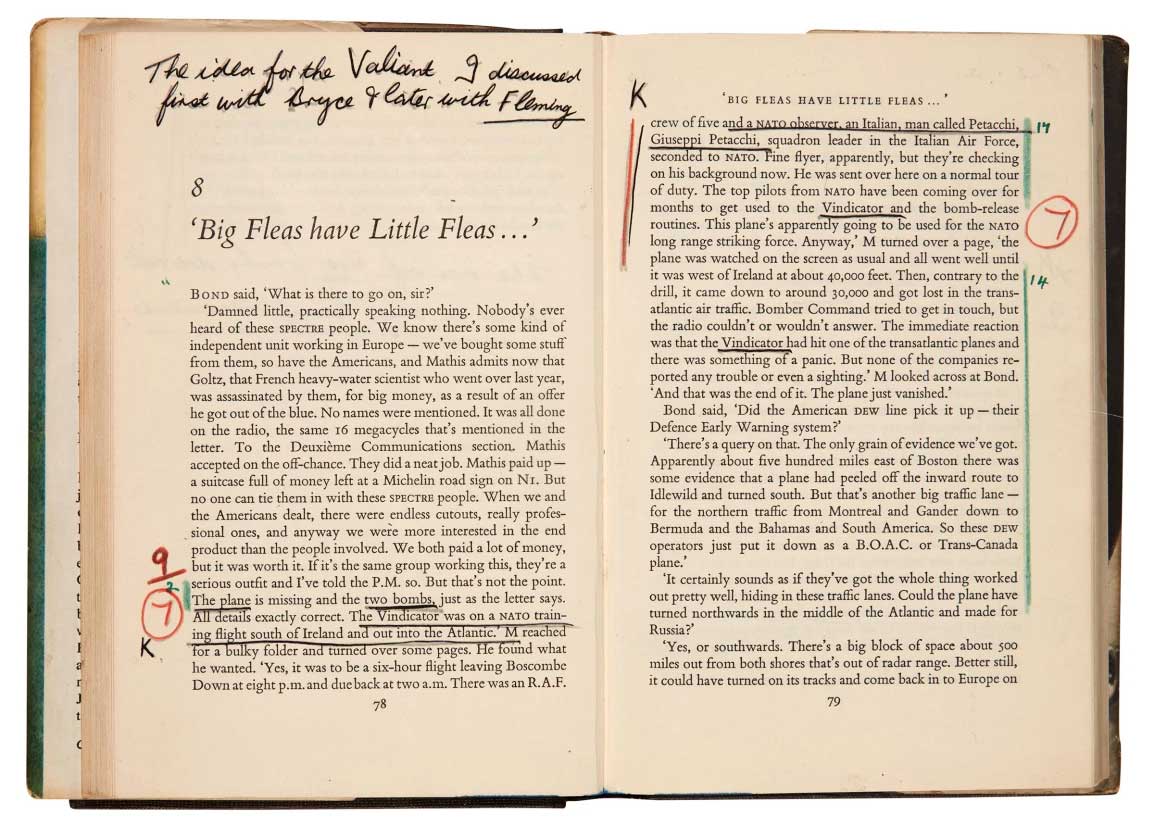 IAN FLEMING, THUNDERBALL (ANNOTATED BY KEVIN MCCLORY). ESTIMATE: £5,000-7,000