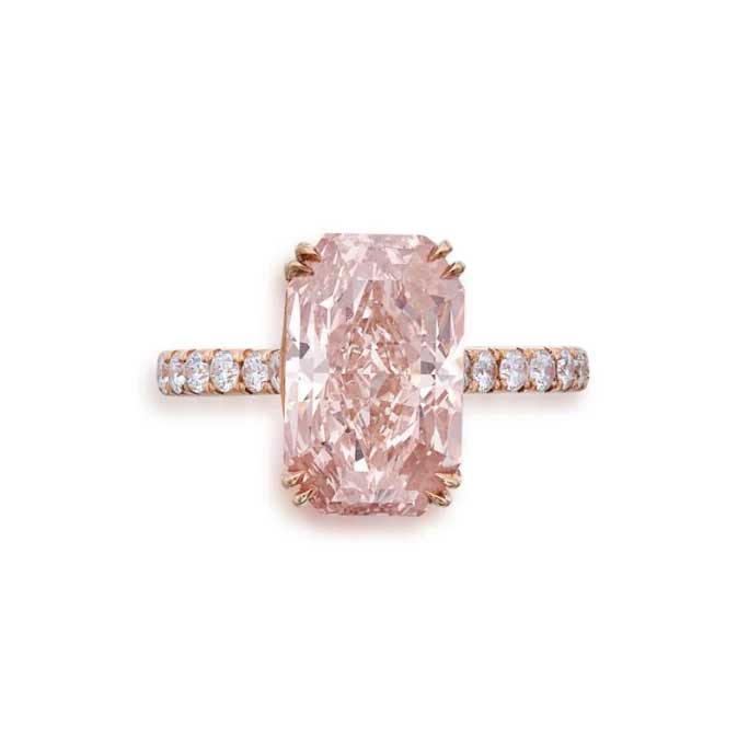 CUT CORNERED RECTANGULAR MIXED CUT FANCY ORANGY PINK DIAMOND 5.02 CARATS, NATURAL COLOUR, VVS1 CLARITY, TYPE IIA DIAMOND