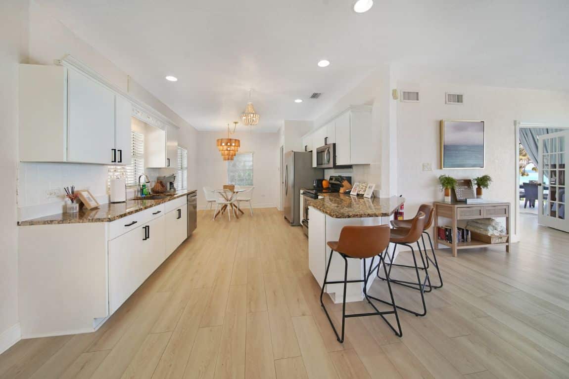 Coastal inspired kitchen blending comfort and style at Sea Charm