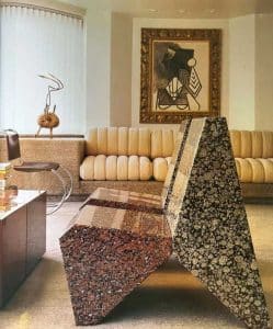 THE PICASSO IN AN ANONYMOUS COLLECTOR’S PARK AVENUE APARTMENT IN NEW YORK, PHOTOGRAPHED BY JOHN HALL, CIRCA LATE ’90S. A PAIR OF SCOTT BURTON CHAIRS STAND IN THE FOREGROUND. PHOTO: NEST: A QUARTERLY OF INTERIORS, ISSUE NUMBER 7, WINTER 1999/2000. © JOHN HALL. © 2026 ESTATE OF SCOTT BURTON / ARTIST RIGHTS SOCIETY (ARS), NEW YORK.