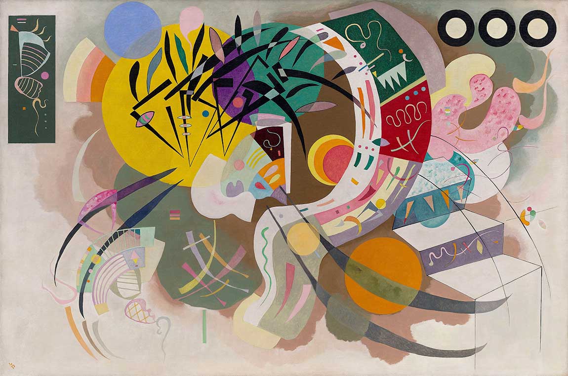 Vasily Kandinsky’s painting “Dominant Curve (Courbe dominante)” (1936) in “Peggy Guggenheim in London: The Making of a Collector.” Photograph: © Peggy Guggenheim Collection / Matteo De Fina