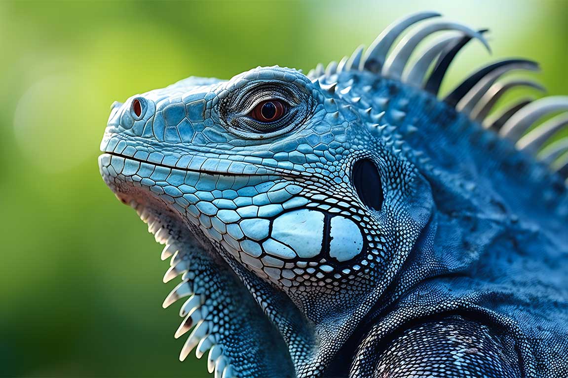 closeup blue iguana